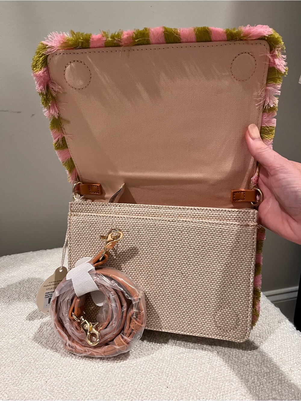 Spartina 449 Floral Embroidered Straw Crossbody Clutch Purse - Picture 3 of 5